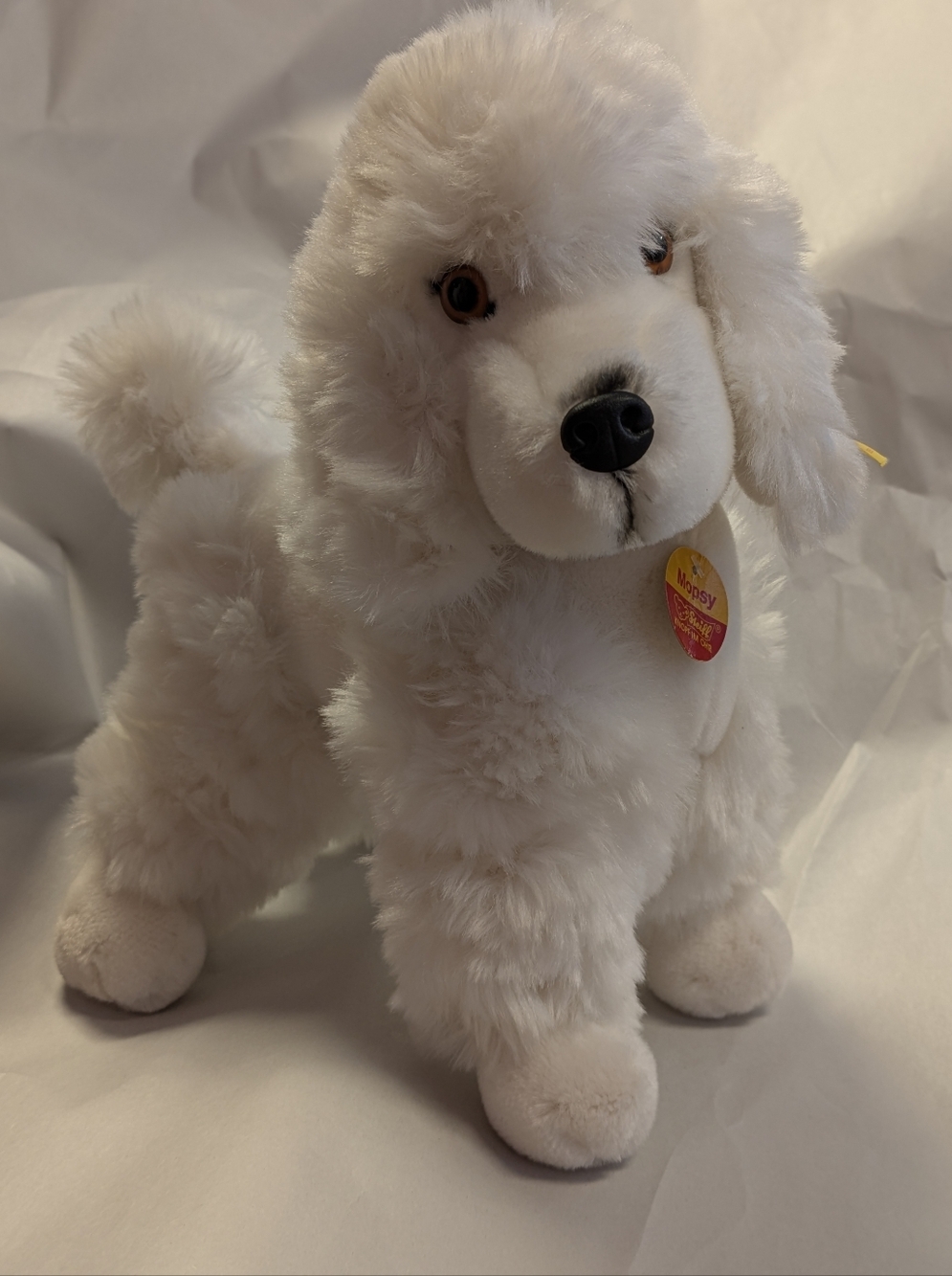 Steiff Poodle Dog Mopsy Stuffed Animal White With Tags